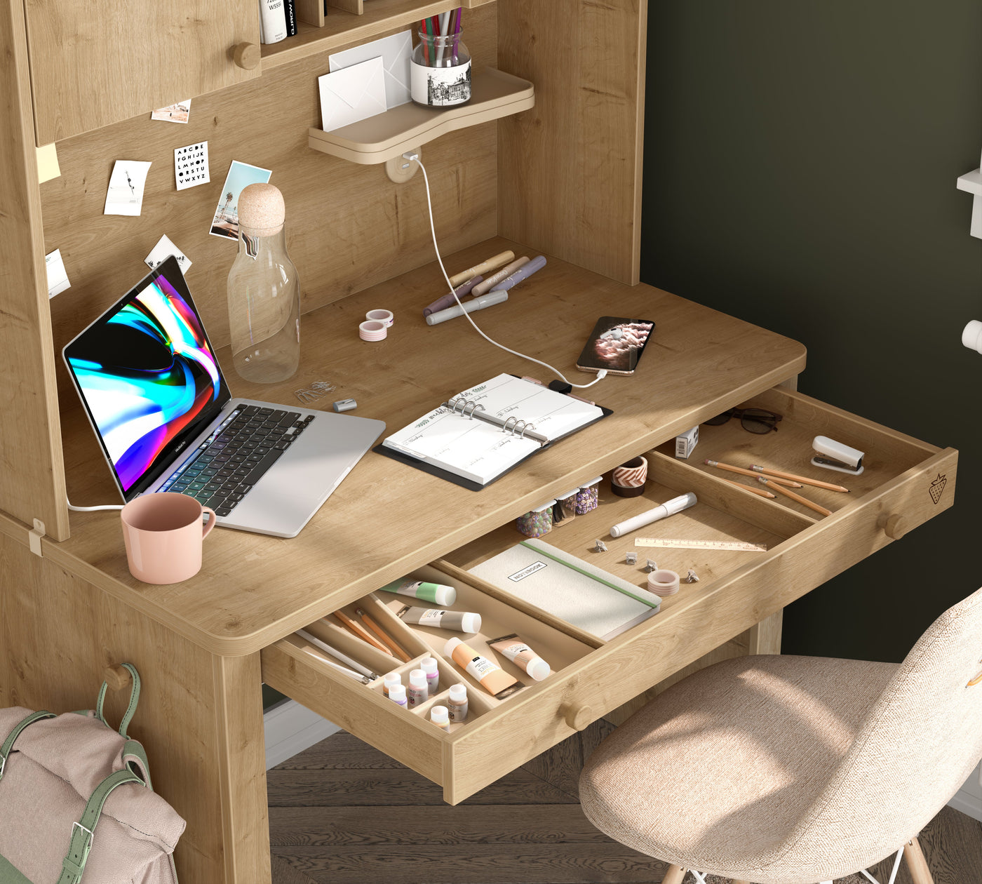 Mocha Tavolinë pune me pjese te siperme me kapaka