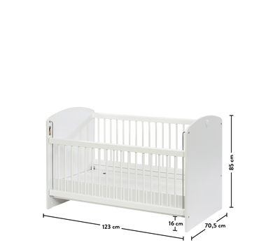 White Customary Shtrat I Bebes me hapje anësore me nivel (60x120 cm)