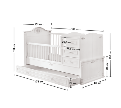 ROMANTIC Shtrat Fëmijësh që rritet (+ Shtrati i prindërve) (80x180 cm)