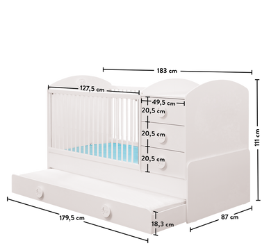 BABY COTTON SL Shtrat Fëmijësh që rritet (+ Shtrati i prindërve) (80x180 cm)