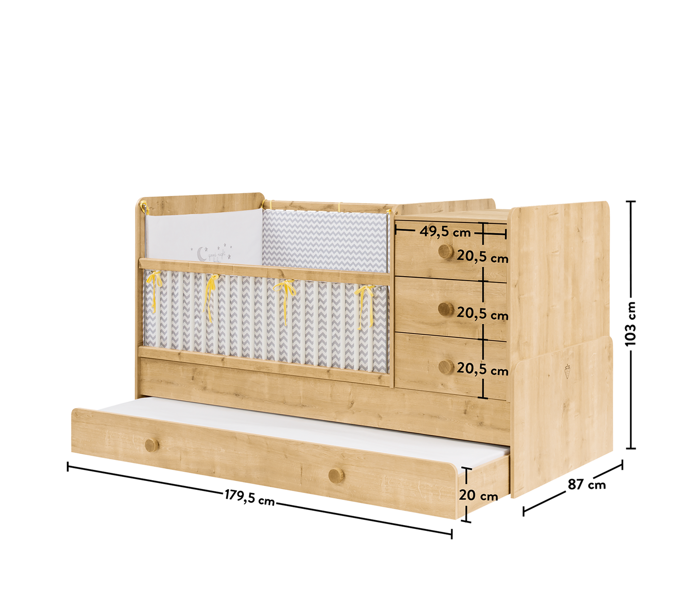 Baby Mocha Shtrat i bebave që shëndrrohet me nënshtrat për prindin (80x180 cm)