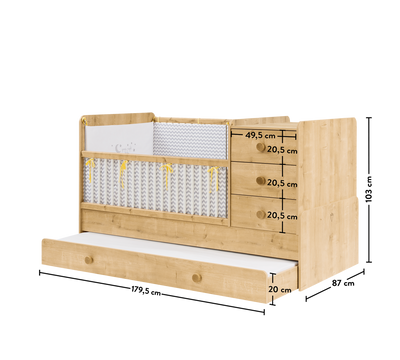 Baby Mocha Shtrat i bebave që shëndrrohet me nënshtrat për prindin (80x180 cm)