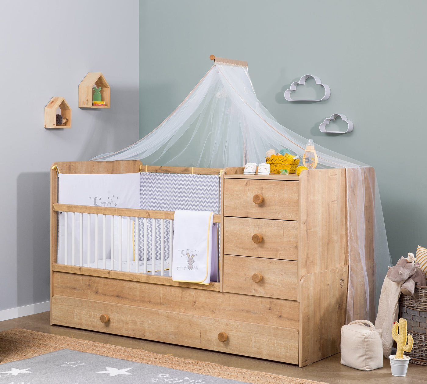 Baby Mocha Shtrat i bebave që shëndrrohet me nënshtrat për prindin (80x180 cm)