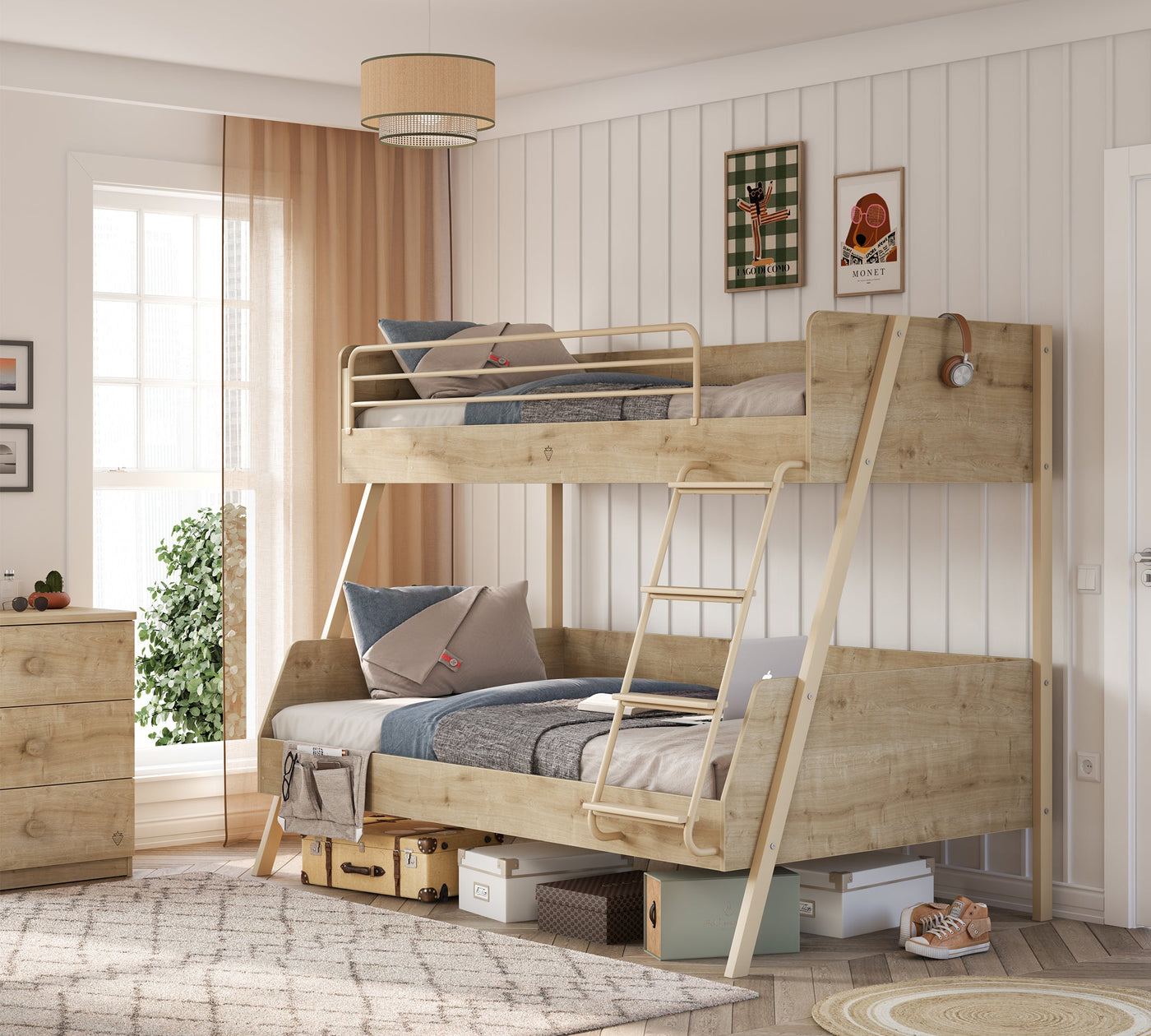 Shtrat marinari i gjerë (dy katsh) Druri (90x200-120x200 cm)