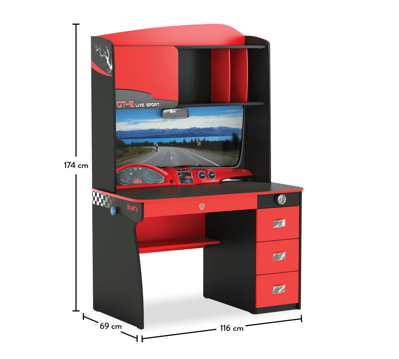 CHAMPION RACER CONCEPT Tavolinë pune me pjesë të sipëme