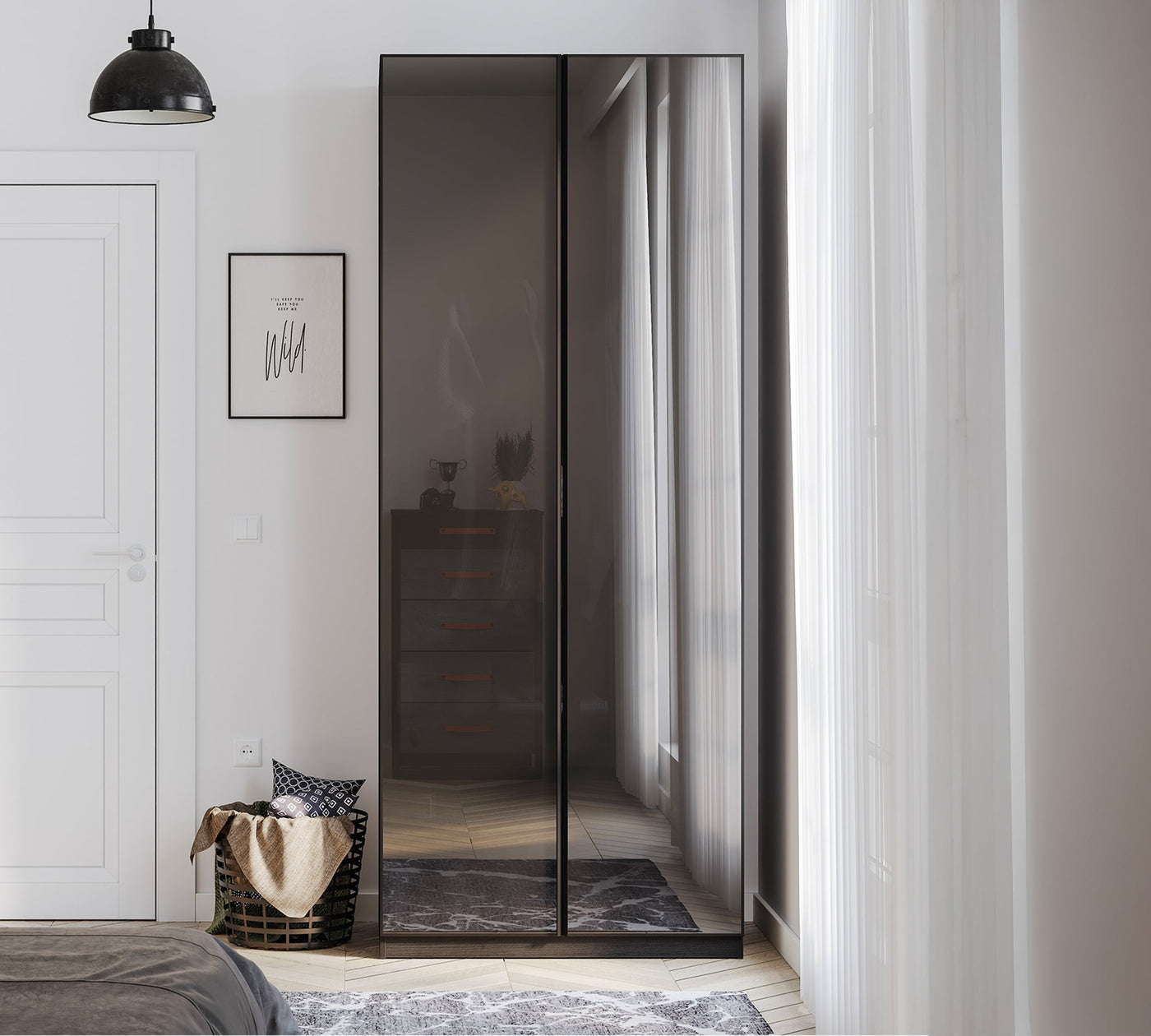 Dollap me 2 dyer E Zezë (Cam Kapaklı)