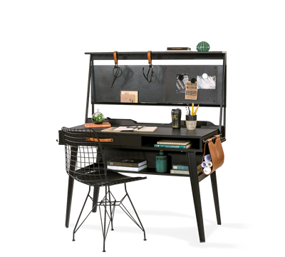 Dark Metal Tavolinë pune e ngushtë me pjesë të sipërme