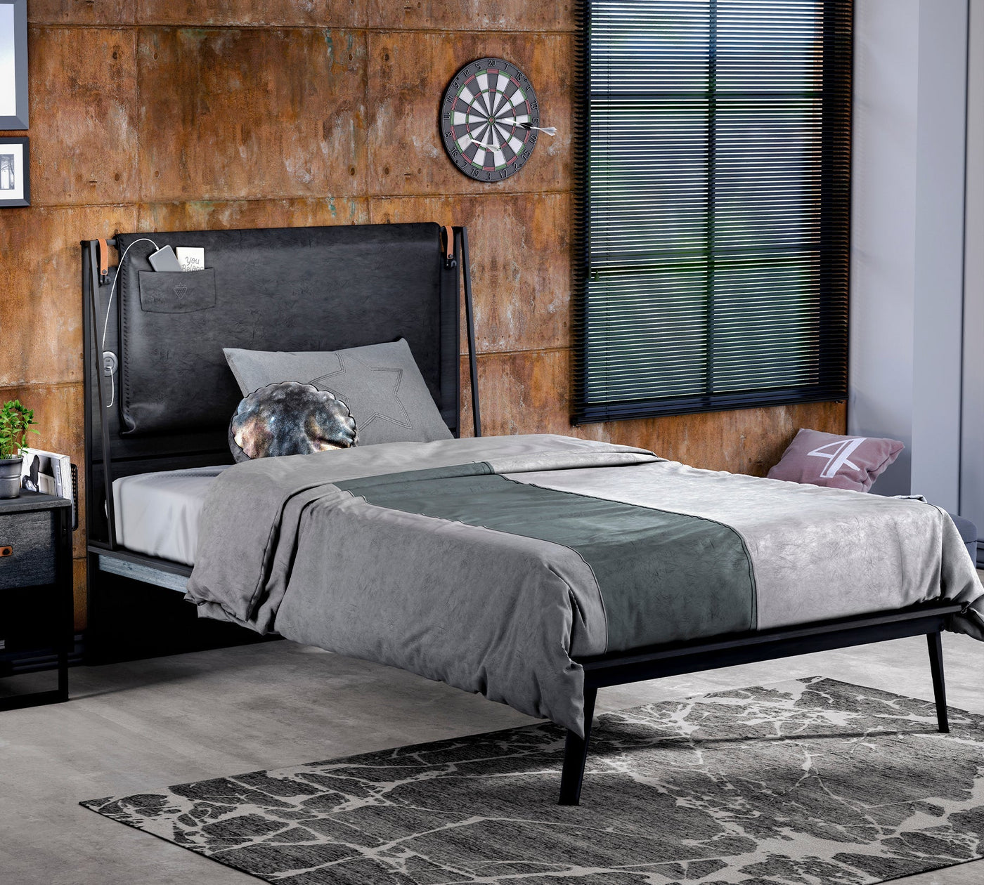 Dark Metal Line Kokë shtrati (120 cm)