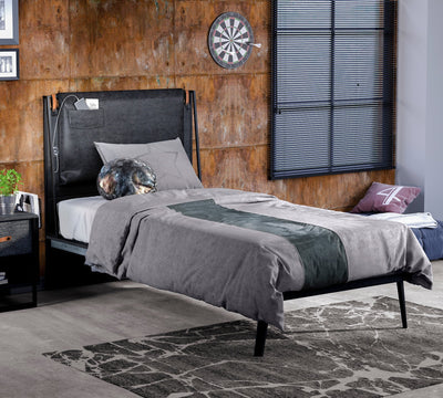 Dark Metal Kokë shtratisız Line Shtrat (120x200 cm)