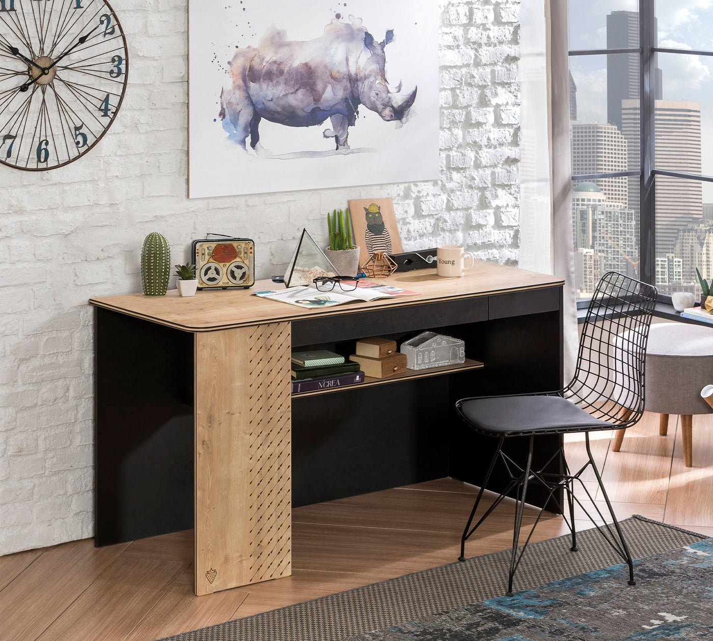 Black Tavolinë pune e gjerë pjesa poshtë