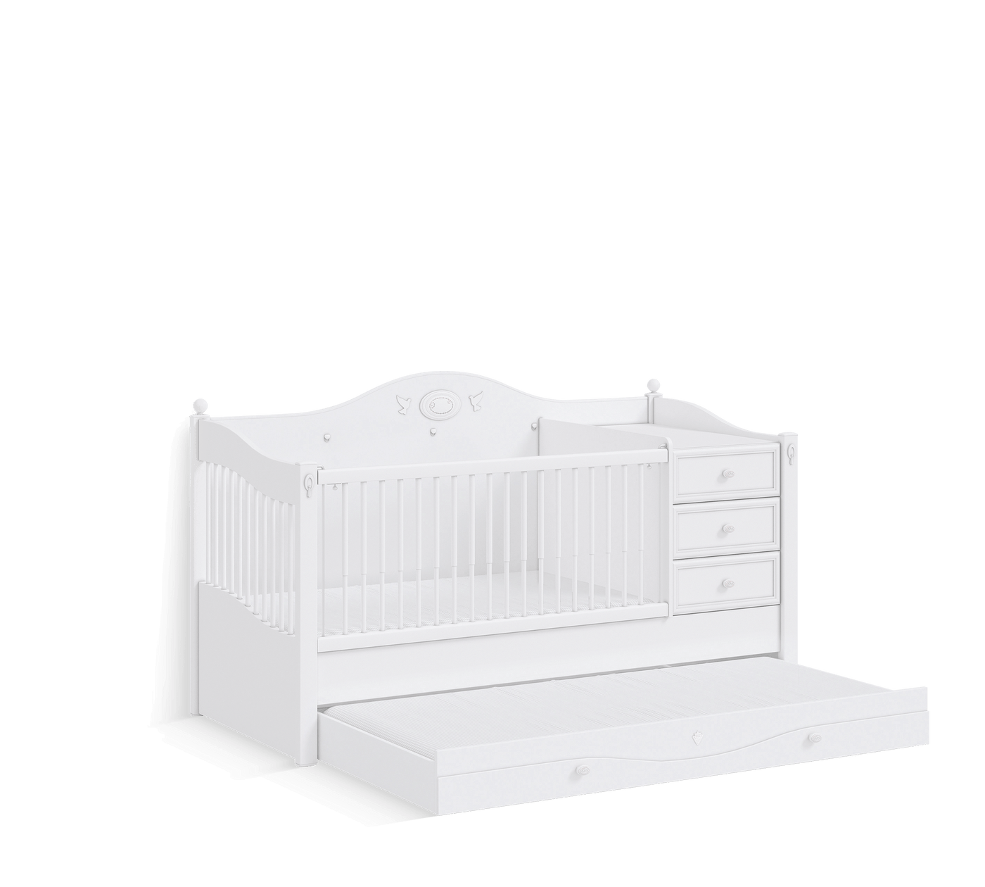 Rustic White Shtrat Fëmijësh Që Rritet (80x180 cm)
