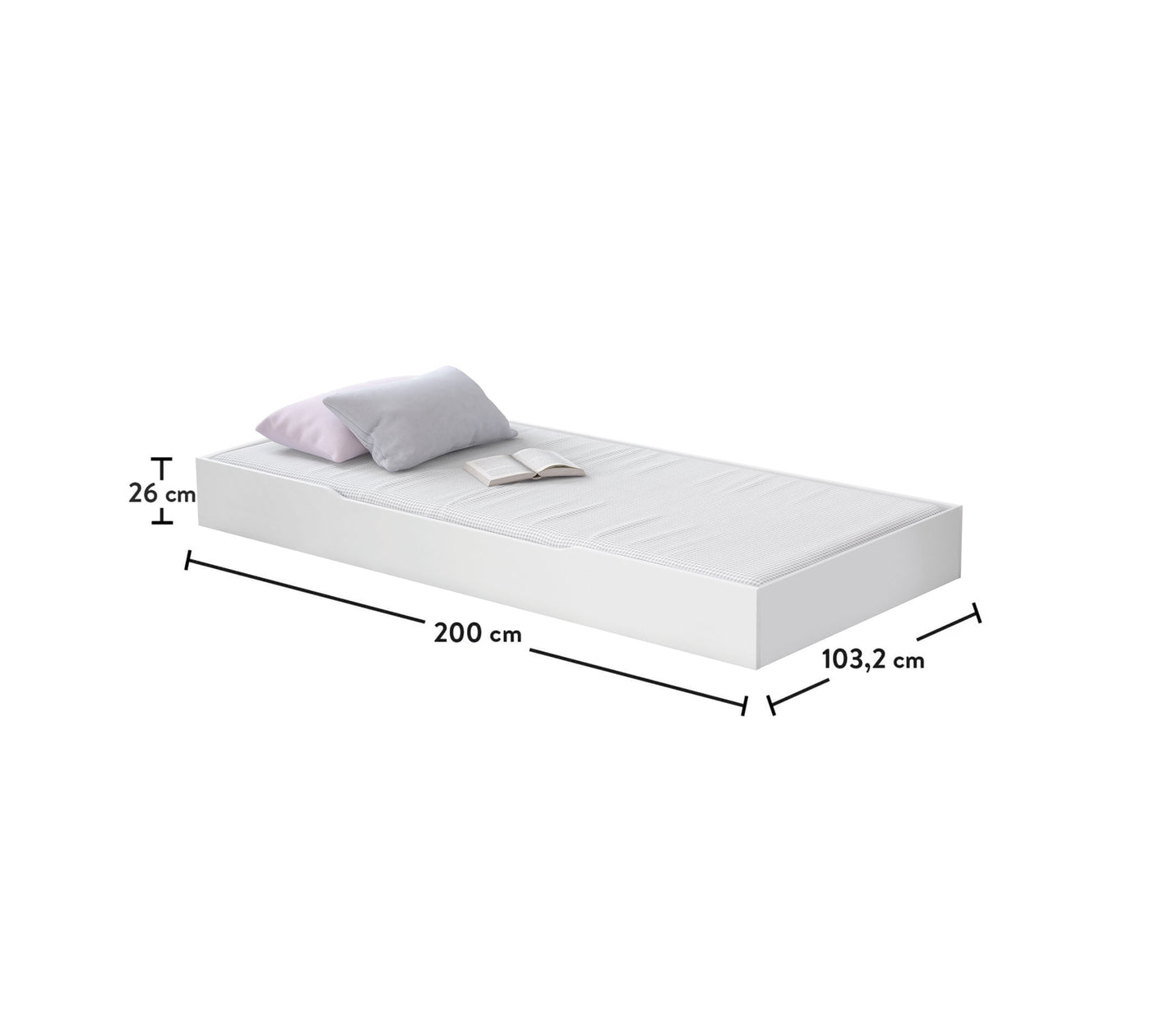 Rustik White Nënshtrat (shtrat i poshtëm) (90x190 cm)