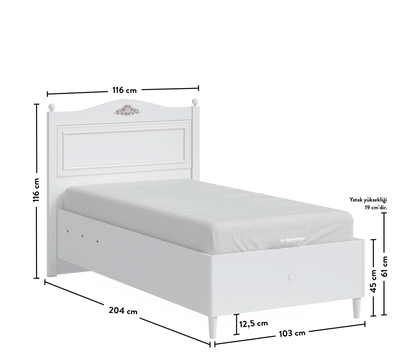 Rustik White Shtrat me bazë (mekanizëm hapjeje)