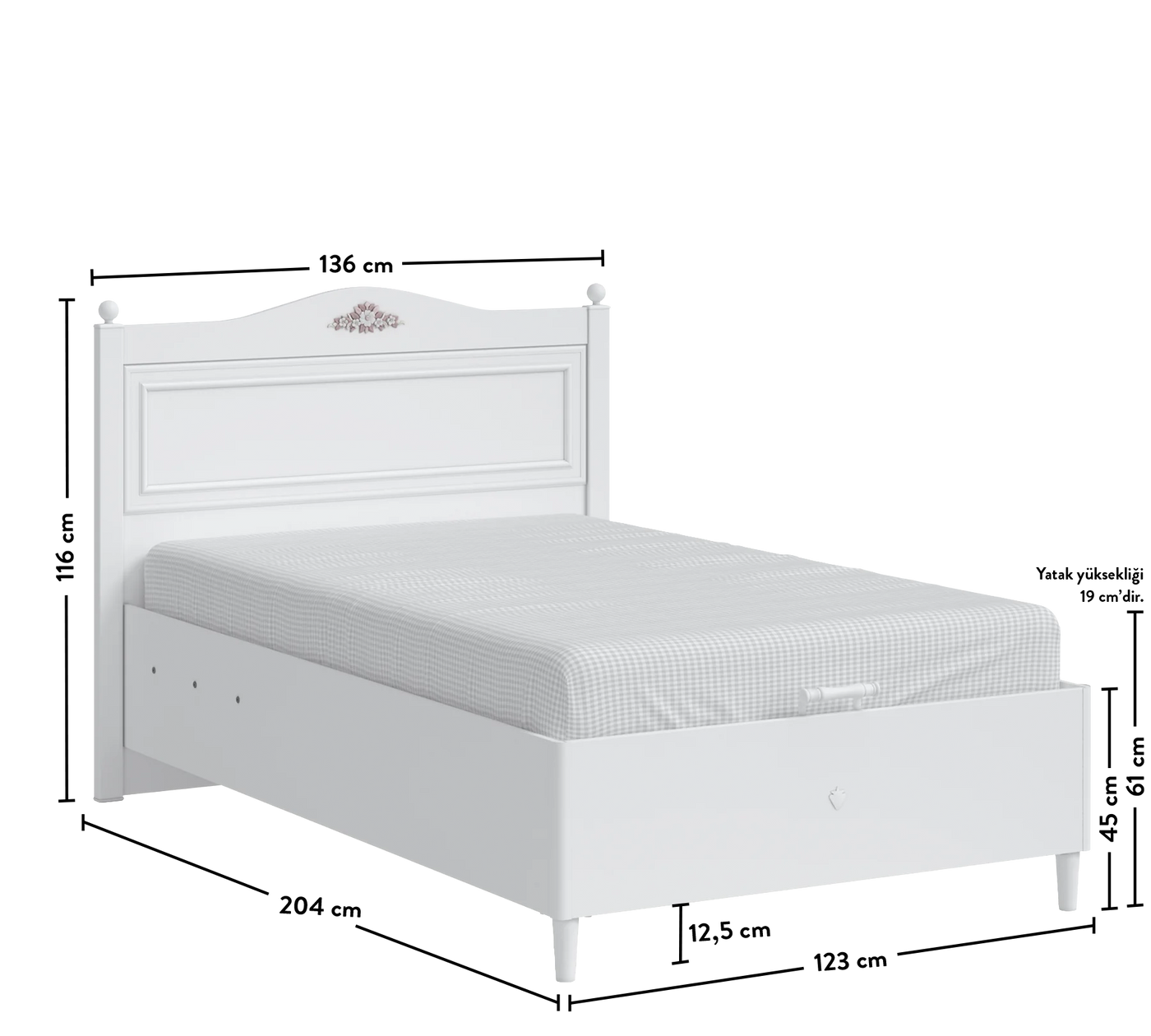 Rustik White Shtrat me bazë (mekanizëm hapjeje)