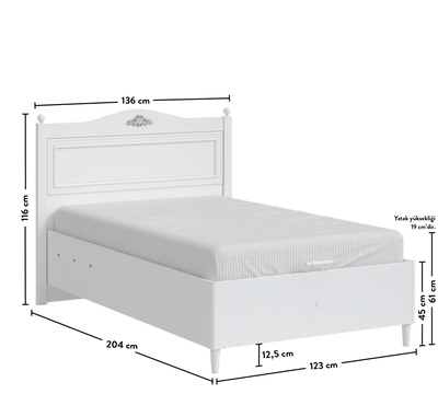 Rustik White Shtrat me bazë (mekanizëm hapjeje)