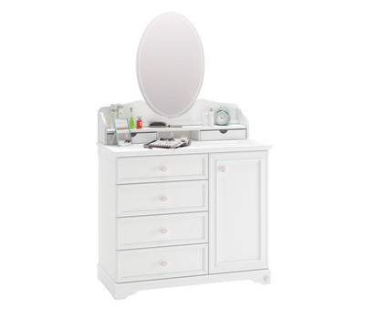 Rustic White Pasqyrë e komodës me Fijoka