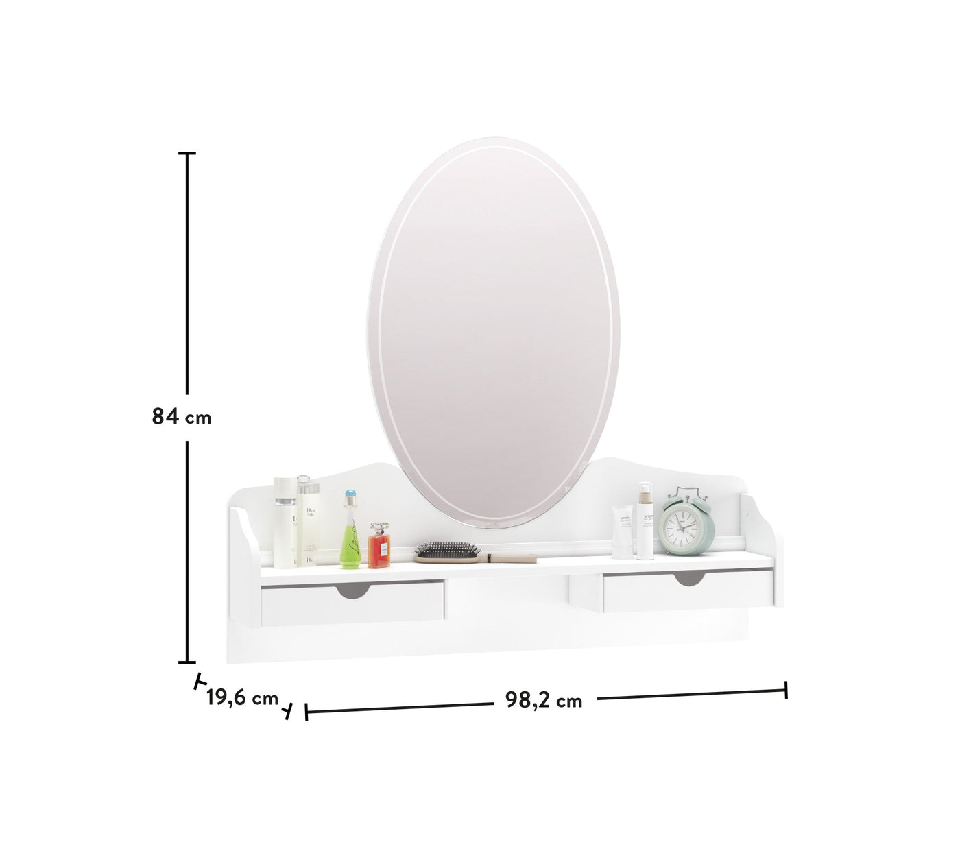 Rustic White Pasqyrë e komodës me Fijoka