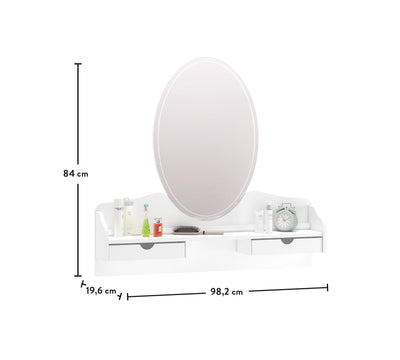 Rustic White Pasqyrë e komodës me Fijoka