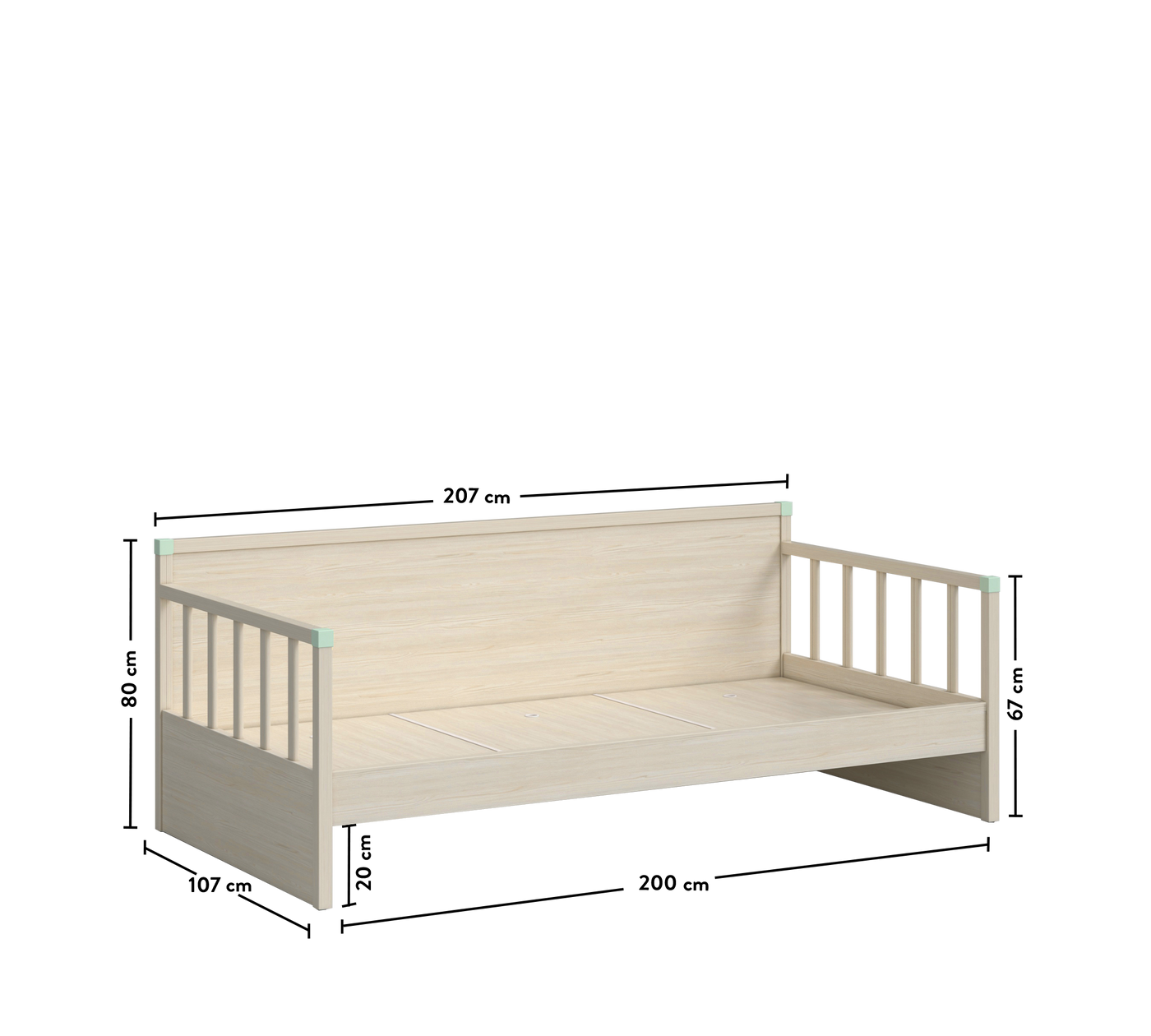 Daybed Shtrat pa Çati (Montes Natural) (100x200 cm)