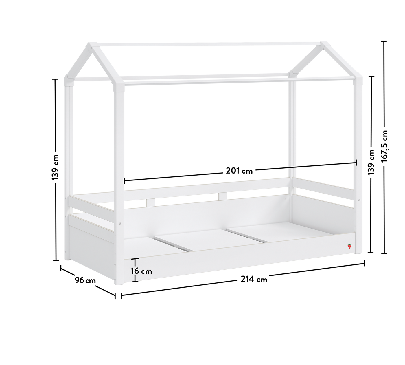 Montes White Tendë perde e shtratit të rrafshët (90x200 cm)