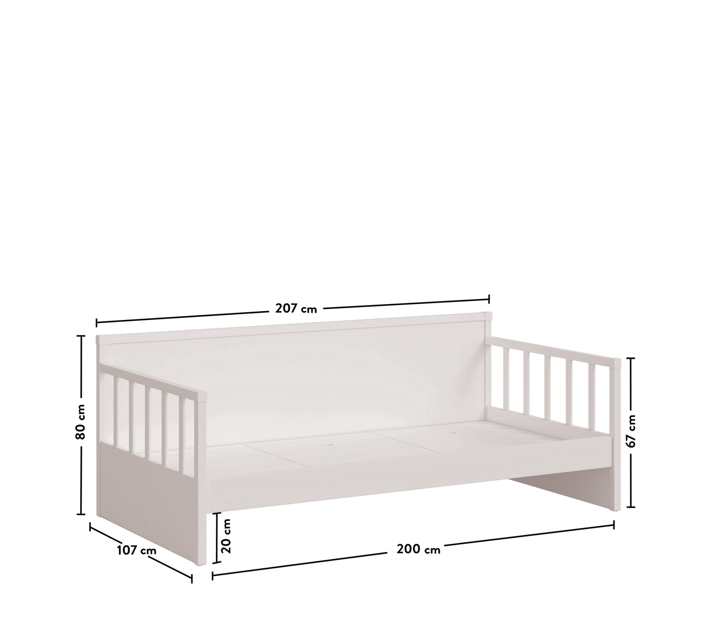 Daybed Shtrat pa Çati (Montes White) (100x200 cm)
