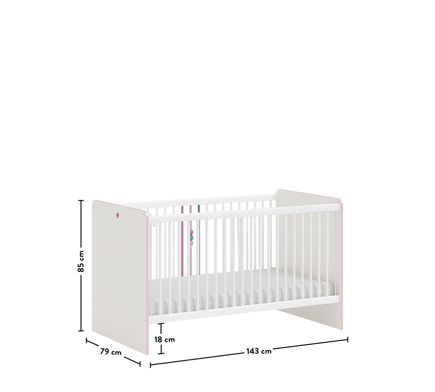 Prenses Shtrat I Bebes me hapje anësore me nivel (70x140 cm)