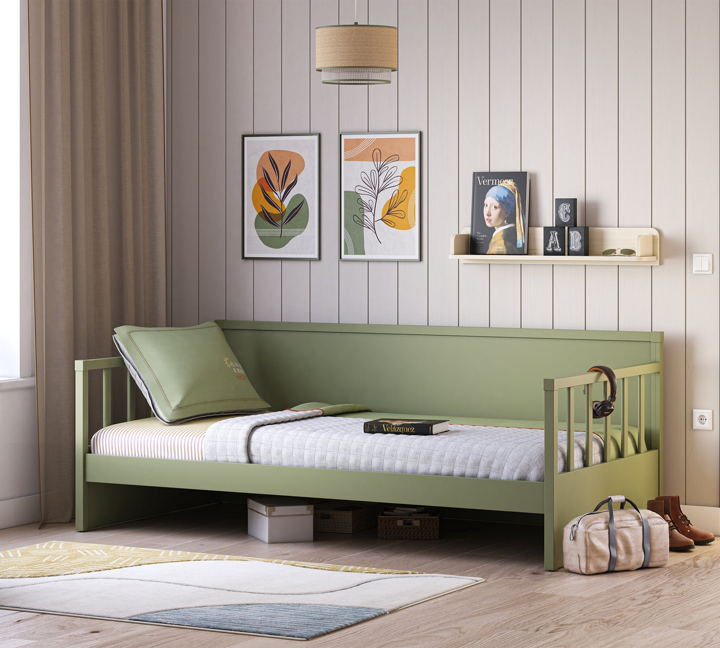 Daybed Shtrat pa Çati (E Gjelbërt) (100x200 cm)