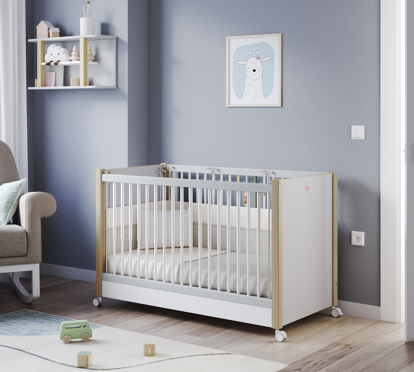 Baby Mino Tekerlekli Shtrati i bebit (Anne Yanı Olabilen) (60x120 cm)