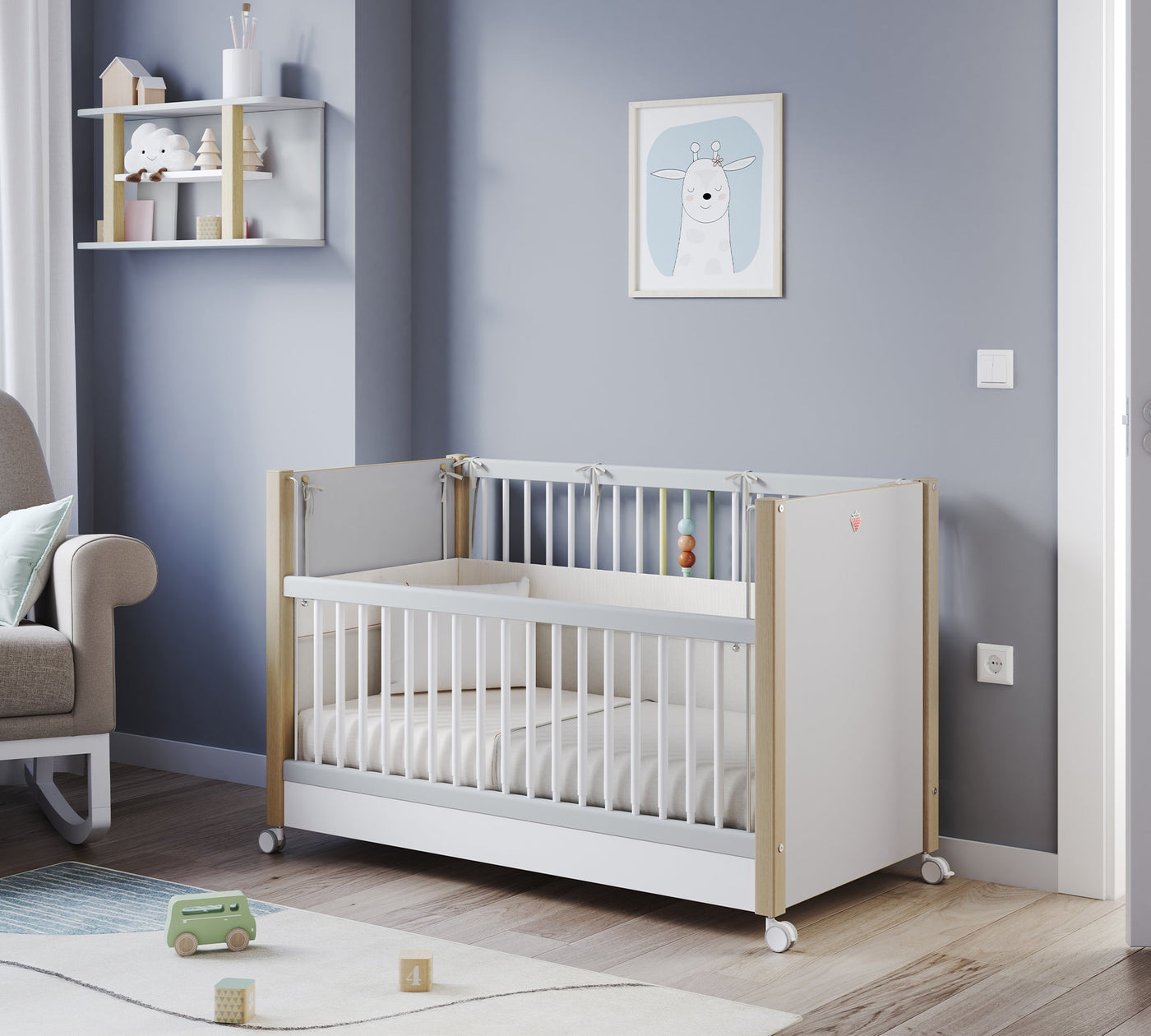 Baby Mino Tekerlekli Shtrati i bebit (Anne Yanı Olabilen) (60x120 cm)