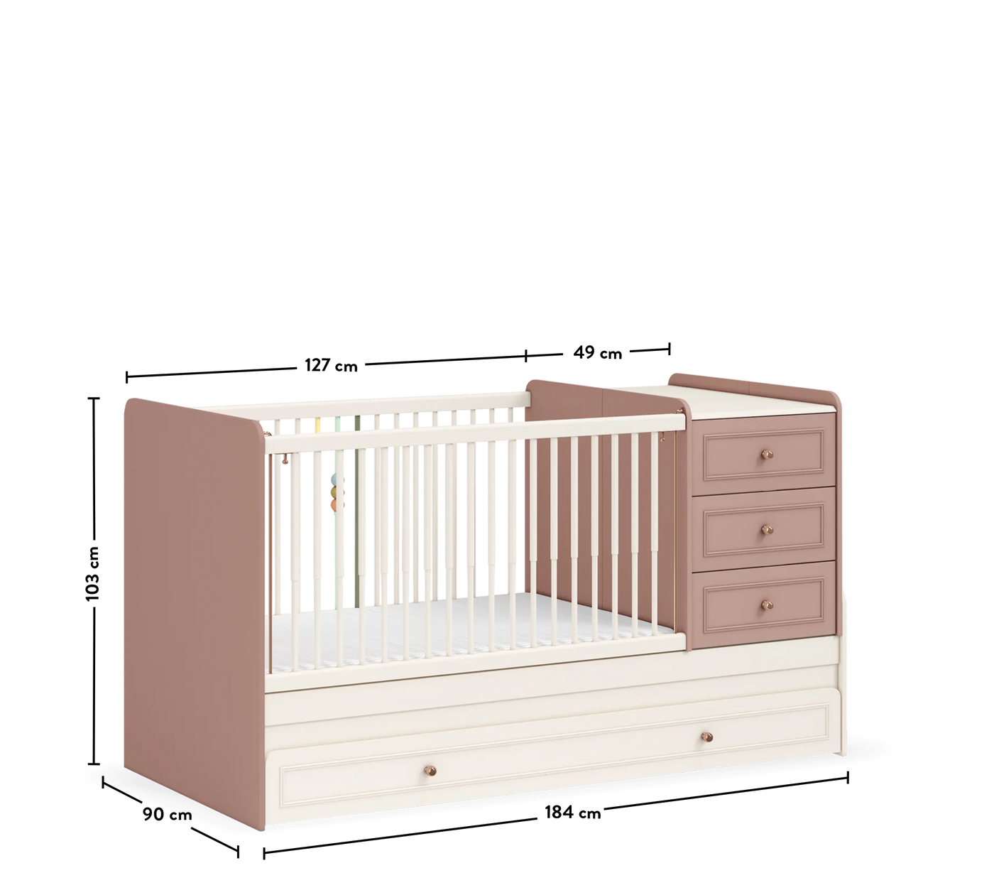 Baby Elegance Shtrat i bebave që shëndrrohet me nënshtrat për prindin (80x180 cm)