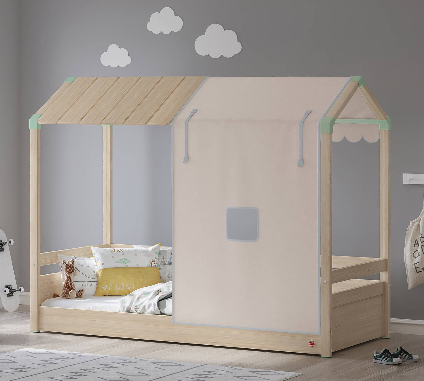 Montes Gjysmë Tendë Jeshile e Shtratit me çati të drejtë